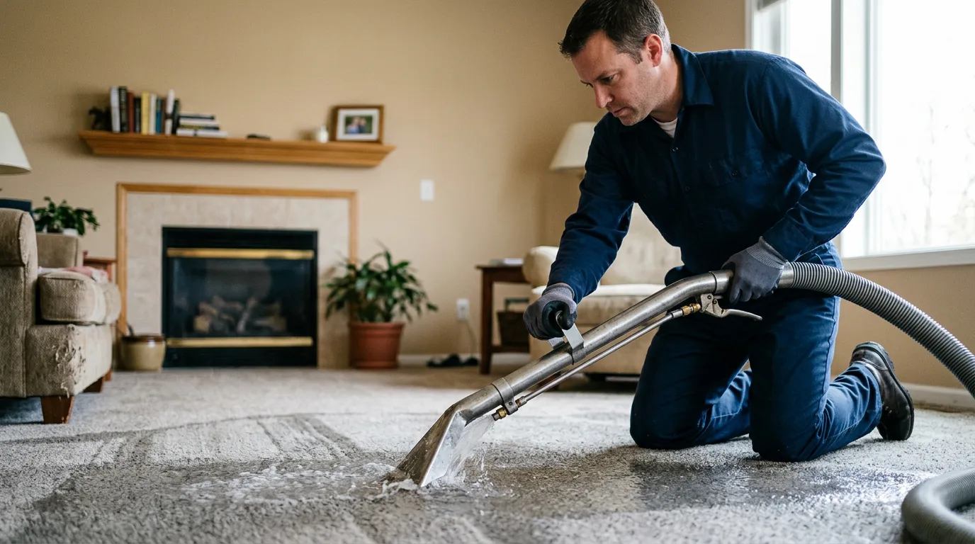 Water damage restoration technician working near Farwell, MI